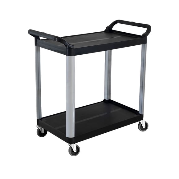 SOGA 2 Tier Food Trolley Portable Kitchen Cart Multifunctional Big Utility Service with wheels - Black