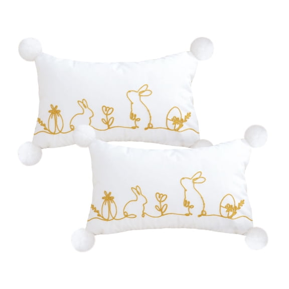 SOGA 2X 11.8x19.6 inches Whimsical Bunny Decorative Embroidered Pillowcases