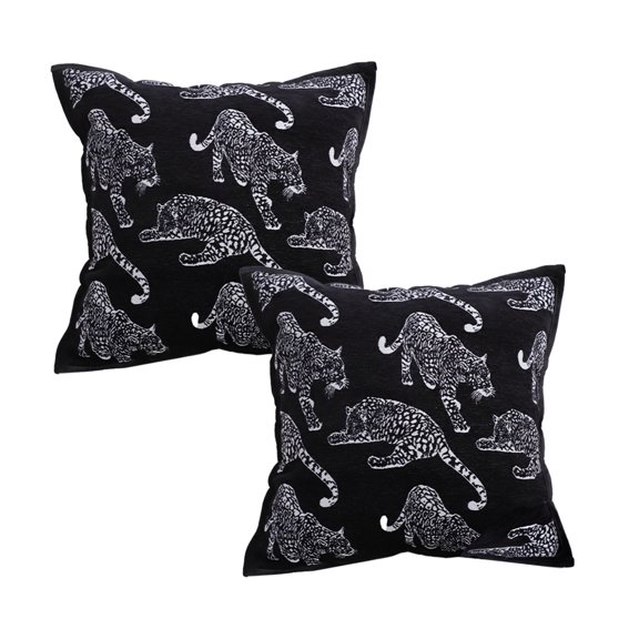 SOGA 2X 17.7 inches Bold Panther Black Decorative Pillowcases