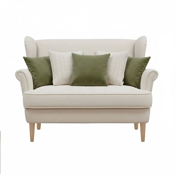 SOGA 5PC 17.7in Sage Green Velvet & Classic Cream Cable Knit Pillow Covers for Sofa Dcor