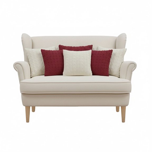 SOGA 6PC 3x Deep Red Cable Knit & 3x Classic Cream Decorative Pillowcase Set