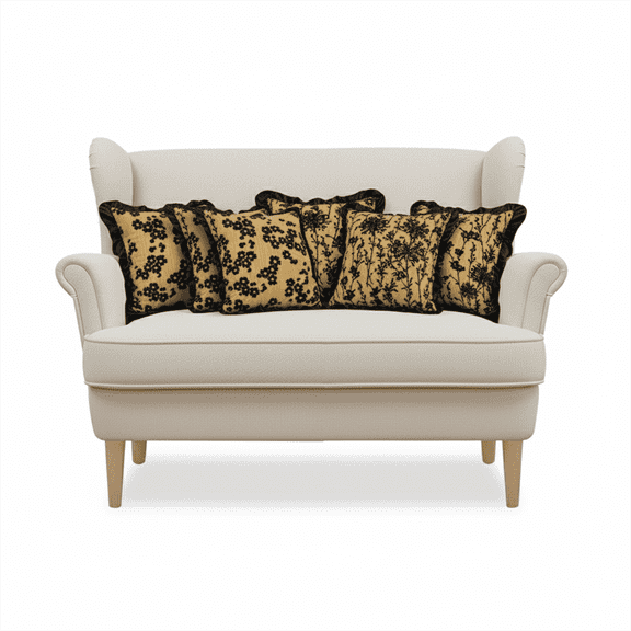 SOGA 6PC Black & Gold Floral Velvet Pillow Covers and Mustard Gold Ruffle Pillowcases Decorative Cover Set