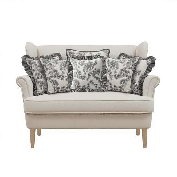 SOGA 6PC 17.7in Gray Floral Pillowcase Set with Ruffle Trim & Dark Gray Design – Decorative pillow Covers