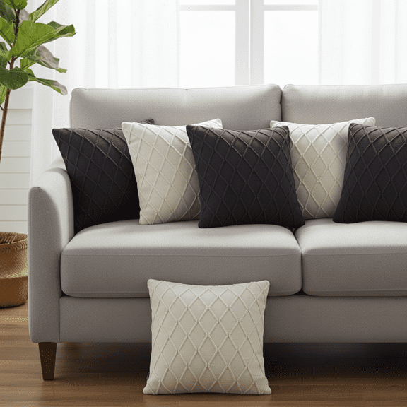 SOGA 6PC 45cm Pillow Cover Set 3 Navy Blue Diamond Knit & 3 Cream Cable Knit Covers