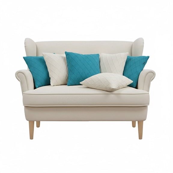 SOGA 6PC 45cm Turquoise Diamond Knit & Cream Cable Knit Decorative Pillow Cover Set