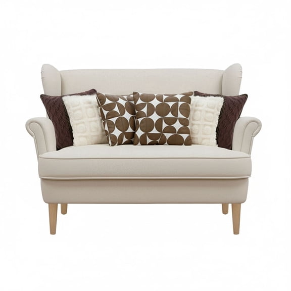 SOGA 6PC 17.7in Chocolate Brown Knit, Cream Pom-Pom & Retro Geometric Pillow Covers for Cozy Home Dcor