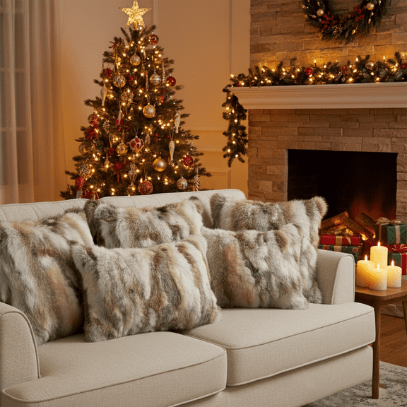 SOGA 6PC Faux Fur Luxury Pillowcase Set – Mixed 45cm & Light 30x50cm Decorative Pillow covers