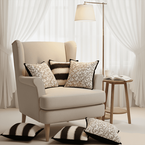 SOGA 6PC Pillowcase Set 3x Heart Patterned Off-White with Black Trim & 3x Brown Cream Striped Boucl Pillow Covers
