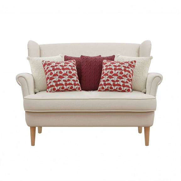 SOGA 6PC 17.7in Red & White Decorative Pillow Covers  Cable Knit, Boucl & Ginkgo Leaf Textures
