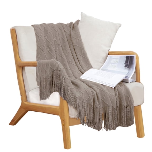 SOGA Coffee Diamond Knit Throw Blanket Warm Cozy Woven Blanket for Sofa & Bed