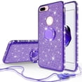 thumbnail image 1 of SOGA Diamond Bling Glitter Cute Phone Case with Kickstand Compatible for iPhone 8 Case, iPhone 7 Case,Rhinestone Bumper Slim with Ring Stand Girls Women Cover for iPhone 7/iPhone 8 Phone Cover Purple, 1 of 5
