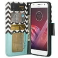 thumbnail image 1 of SOGA [Pocketbook Series] PU Leather Magnetic Flip Design Wallet Case for Moto Z2 Force (2017) - Blue Chevron, 1 of 1