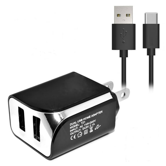 SOGA Rapid Home Travel Wall Charger + Type C USB Adapter for Cell Phones - Alcatel Idol 5