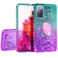 thumbnail image 1 of SOGA Rhinestone Liquid Quicksand Cover Cute Girl Phone Case Compatible for Samsung Galaxy S20 FE Case, with Embedded Ring for Magnetic Car Mounts and Lanyard - Pink / Purple, 1 of 5