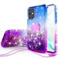 thumbnail image 1 of SOGA Rhinestone Liquid Quicksand Cover Cute Girl Phone Case Compatible for Samsung Galaxy S20 Plus Case,with Embedded Ring for Magnetic Car Mounts and Lanyard - Purple / Blue, 1 of 5