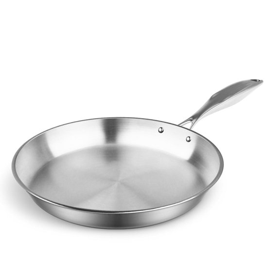SOGA 12.6 in Stainless Steel Fry Pan Non-Stick Skillet, Induction & Gas Compatible for Home Use