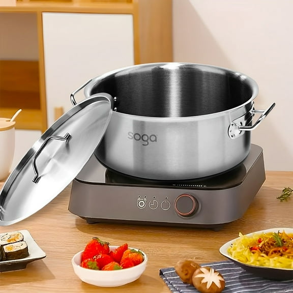 SOGA 14L Top Grade Stainless Steel Stock Pot Heavy Duty 18/10 Kitchen Stockpot for Soup, Stew, Boiling, Cooking, and Home or Restaurant Use