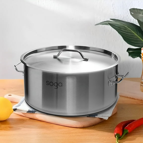 SOGA 44L Top Grade Stainless Steel Stock Pot Extra Large Heavy Duty 18/10 Kitchen Stockpot for Soup, Stew, Boiling, Cooking, and Commercial or Home Use