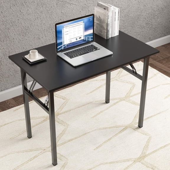 SOGES 39.4 inches Computer Desk for Small Space Small Folding Table, Black