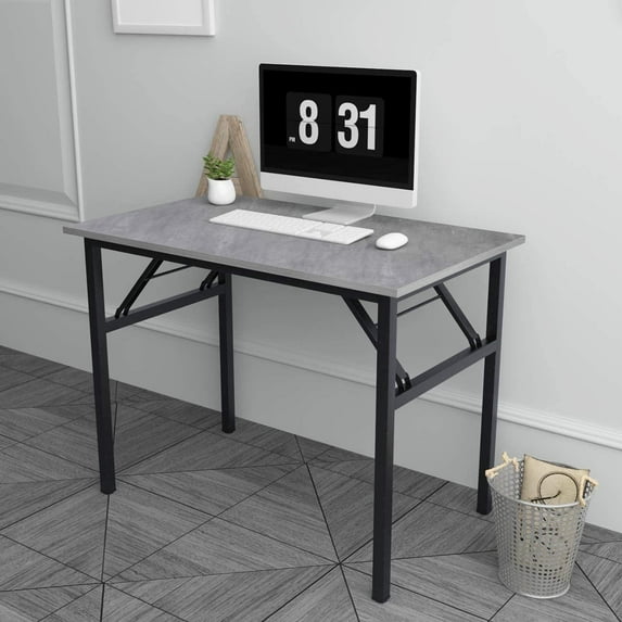 SOGES 39.4 inches Computer Desk for Small Space Small Folding Table, Gray