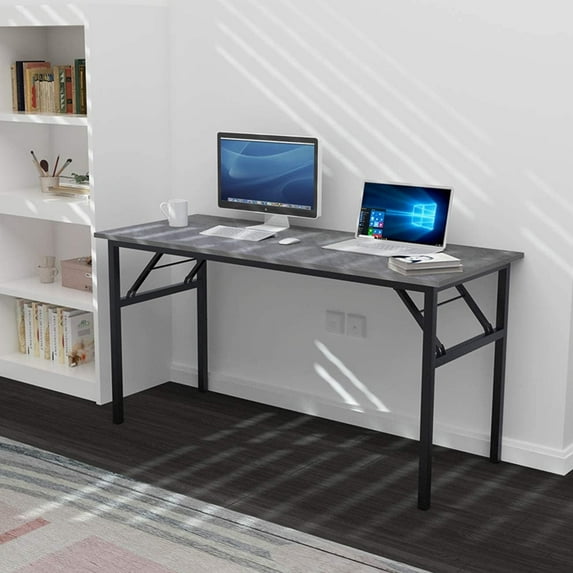 SOGES 55 inches Folding Table Computer Table Workstation No Install Needed, Gray