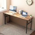 thumbnail image 1 of SOGES 62 inches Folding Table Computer Table Workstation No Install Needed, Rustic Brown, 1 of 6