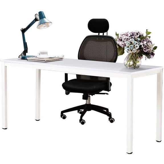 SOGES 63 inches Large Gaming Desk Computer Desk Workstation Office Desk White