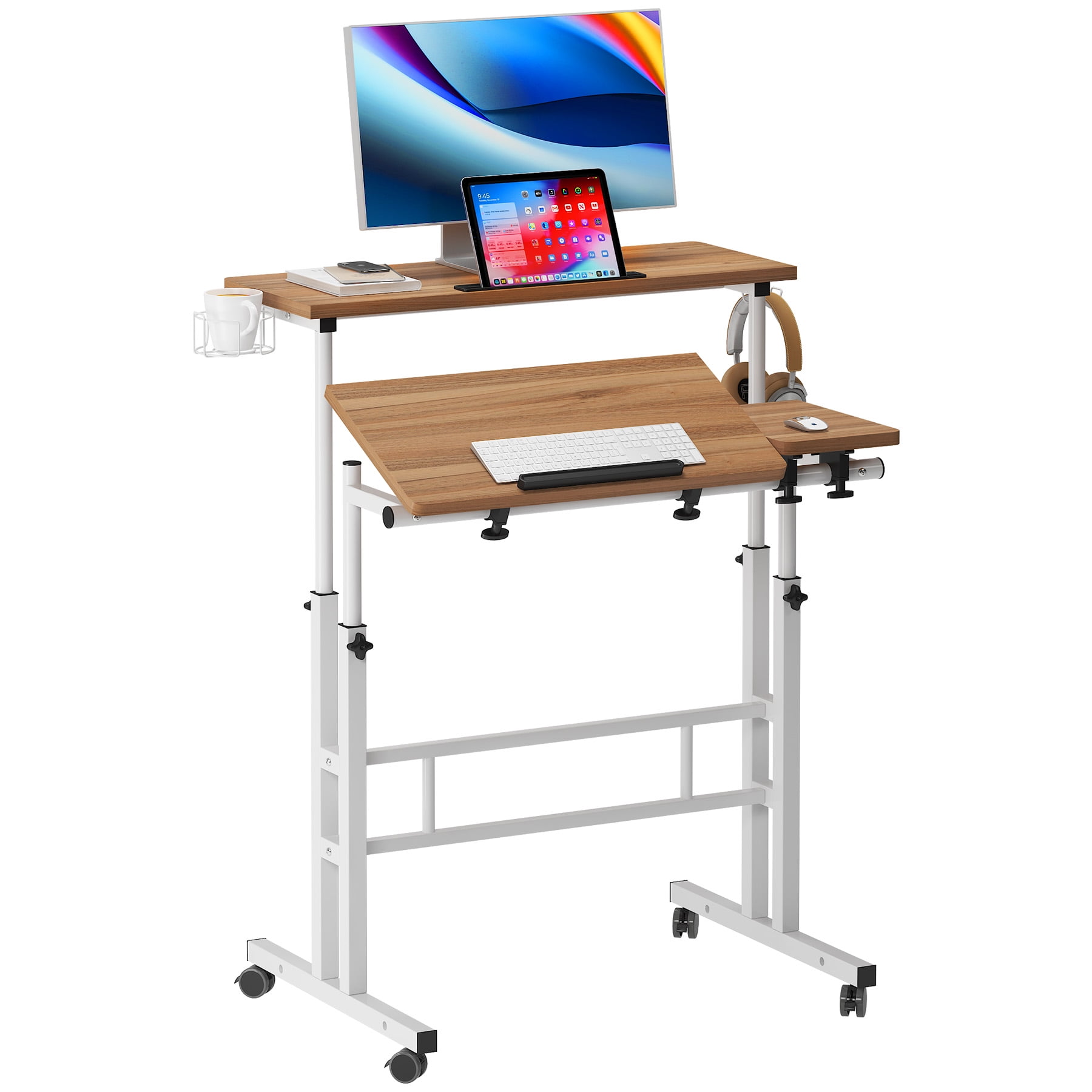 SOGES Computer Desk with Wheels Home Snack Side Table with Castors