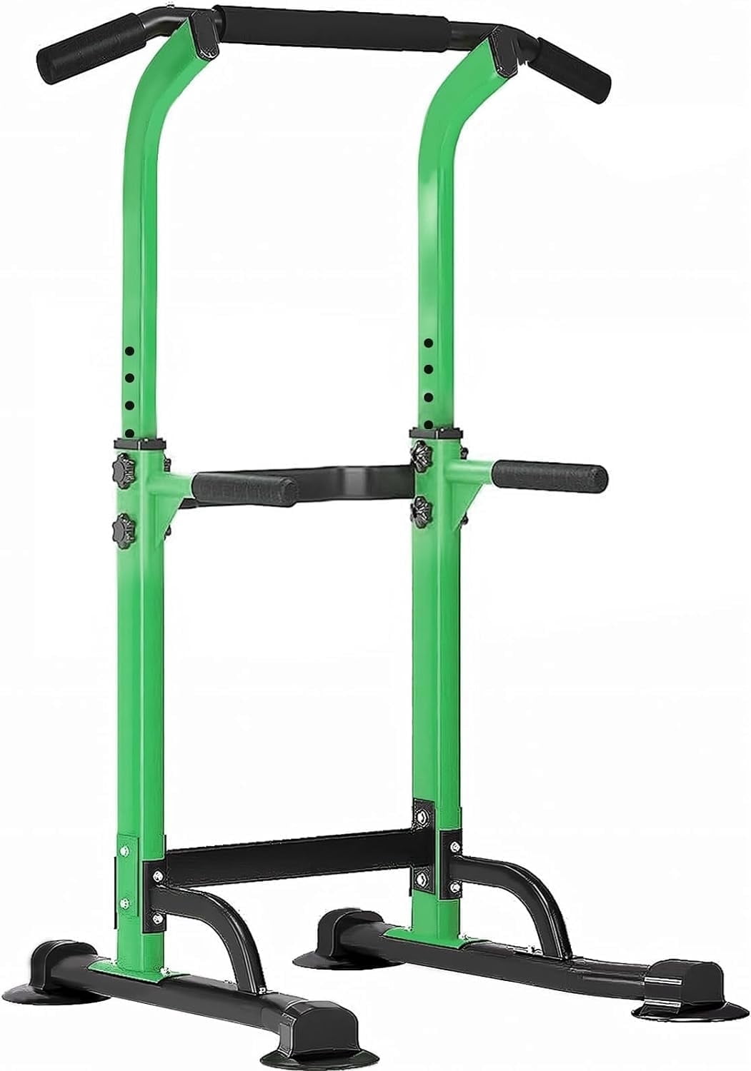 SOGES Height Adjustable Power Tower Dip Stands Pull up Bar Strength Training for Home Gym Green