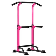SOGES Height Adjustable Power Tower Dip Stands Pull up Bar Strength Training for Home Gym Pink
