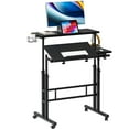 thumbnail image 1 of SOGES Home Office Mobile Standing Desk with Cup Holder and Hooks, Black, 1 of 7