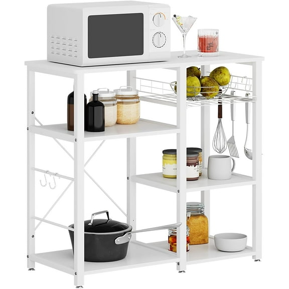 SOGES Kitchen Cart 3-Tier Kitchen Baker's Rack Microwave Oven Stand Multifunctional Kitchen Organizer, White