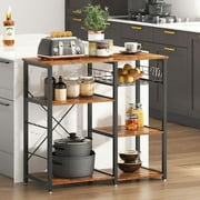 SOGES Kitchen Cart 3-Tier Kitchen Bakers Rack Utility Microwave Oven Stand, Retro Brown