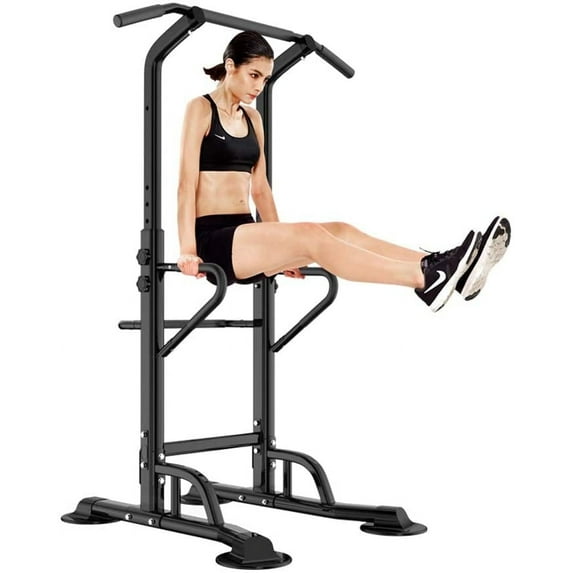 SOGES Power Tower Dip Station Pull Up Bar Multi-Function Strength Training Fitness Workout Station for Home Office Gym, Black, 330lbs