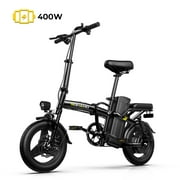 SOHAMO 400W Motor Electric Bike w/48V 13Ah Removable Battery, Full Suspension Foldable Ebike, 3 Levels Assist, 14" Mini Electric Bicycles for Adults and Teens