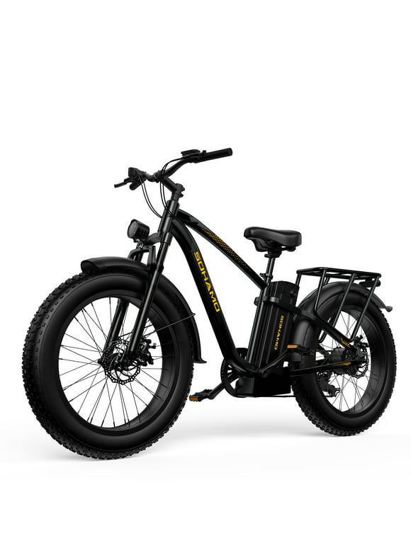 SOHAMO Adult Electric Bike, 750W Motor 26" Fat Tire Electric Mountain Bike, 48V 15AH, Front Suspension, Commuter Bicycles, Shimano 7 Speed E-Bikes for Adults with Fenders