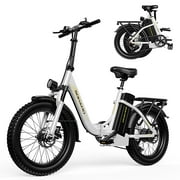 SOHAMO Electric Bike for Woman, 750W Folding E Bike for Adults 48V 15AH Removable Battery, Speed up to 20MPH, 20" Fat Tire Shimano 7 Speed Electric Mountain Bike