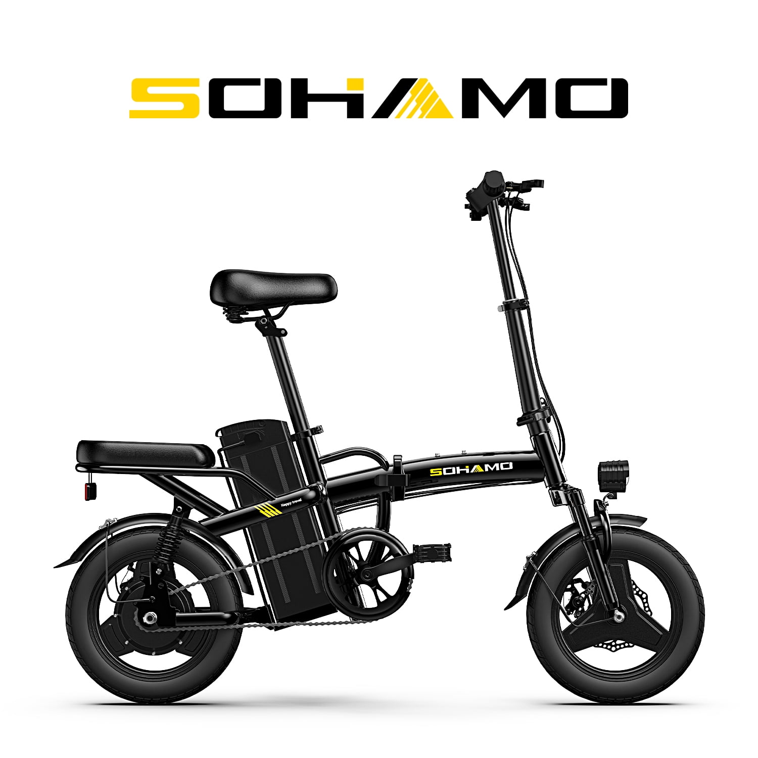 SOHAMO Folding Electric Bike, 14'' Electric Commuter Bike, Alloy