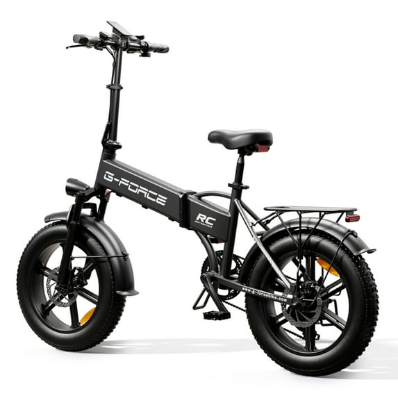 G-FORCE Electric Bike for Adults, 750W Ebike 48V 18Ah Battery, 20*4'' Fat Tire Men's Mountain Bike, Shimano 7 Speed, Full Suspension UL2849