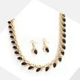 thumbnail image 1 of SOHI Gold-Plated Stone-Studded Necklace Earrings Set, 1 of 6