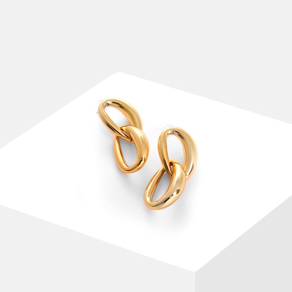 SOHI Gold-Toned Contemporary Studs Earrings
