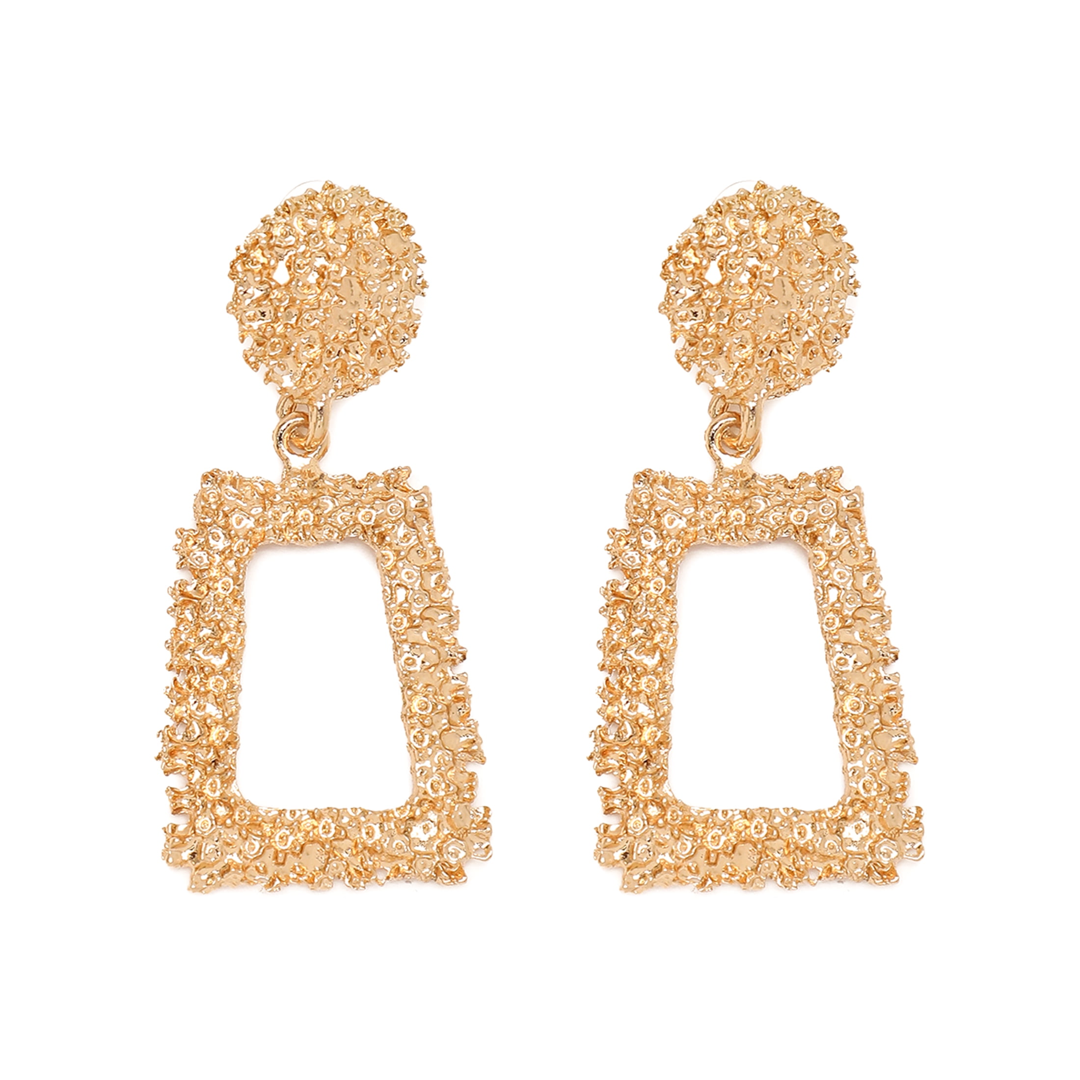 SOHI Gold-Toned Gold-plated Contemporary Drop Earrings