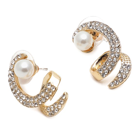 SOHI Gold-Toned White Contemporary Studs Earrings
