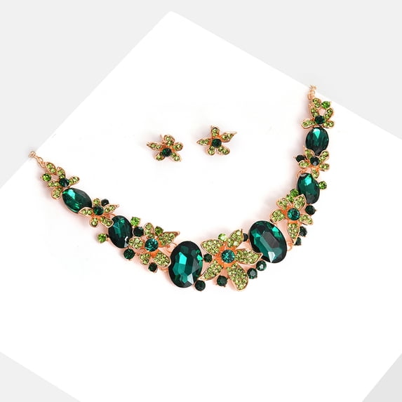 SOHI Green Gold-Plated Artificial Stones-Studded Jewellery Set