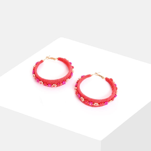 SOHI Red Contemporary Hoop Earrings