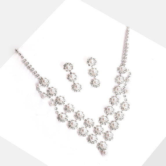 SOHI Silver-Plated White Stone Studded Jewellery Set