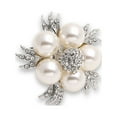 thumbnail image 1 of SOHI Silver-Plated White Stone-Studded Pearl Beaded Adjustable Finger Rings, 1 of 5