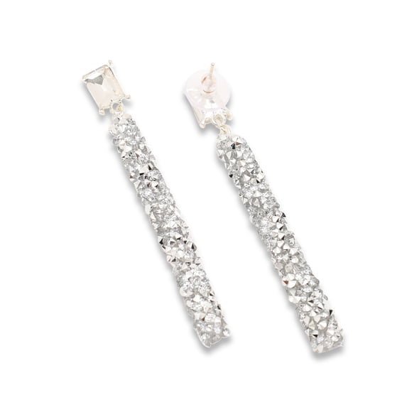 SOHI White Silver-Toned Contemporary Drop Earrings
