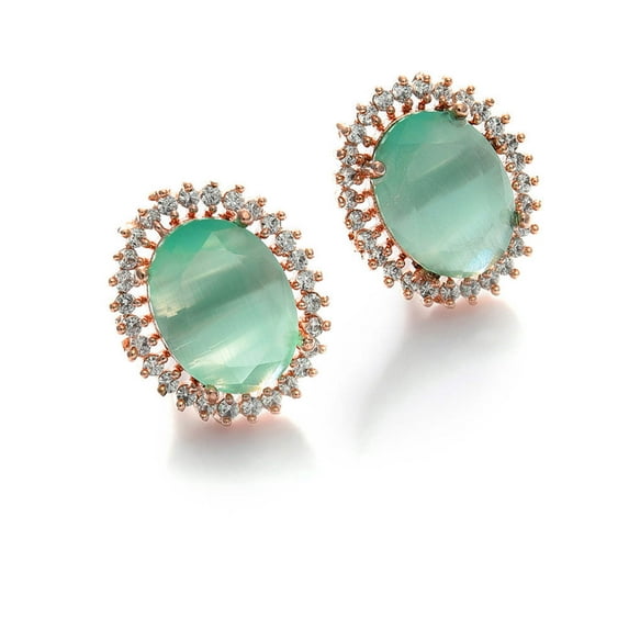 SOHI Women's Green Embellished Circular Stud Earrings