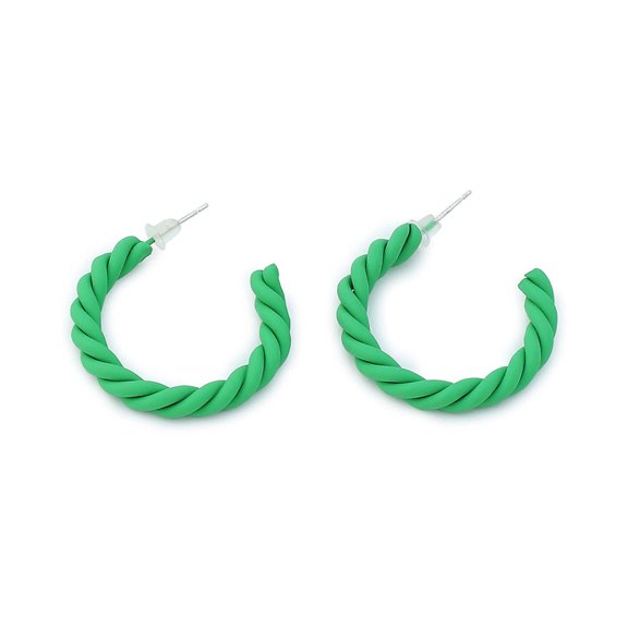SOHI Women's Kelly Green Rope Hoop Earrings